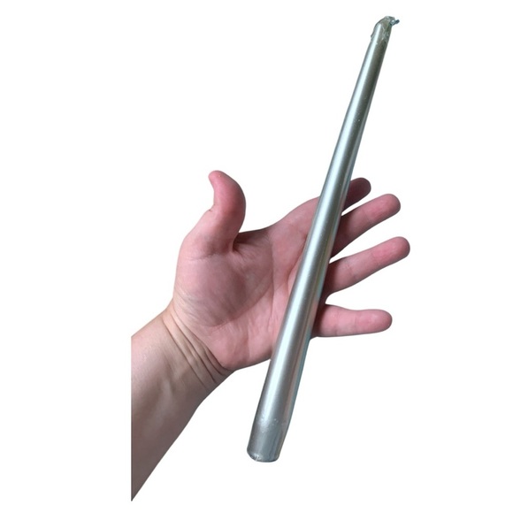 Pair of MCM Vintage Silver Taper Candles Metallic Silver Candles - Picture 3 of 4